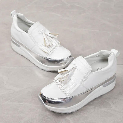 Dames sneakers met plateauzool en speelse franjes – FREYA FRINGE - Glamorix