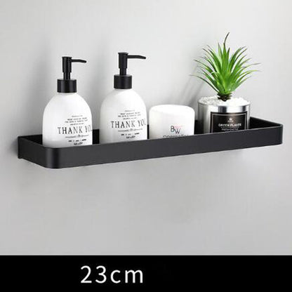 Zwart aluminium wandrek met strak design – ALUNERO SHELF - Glamorix
