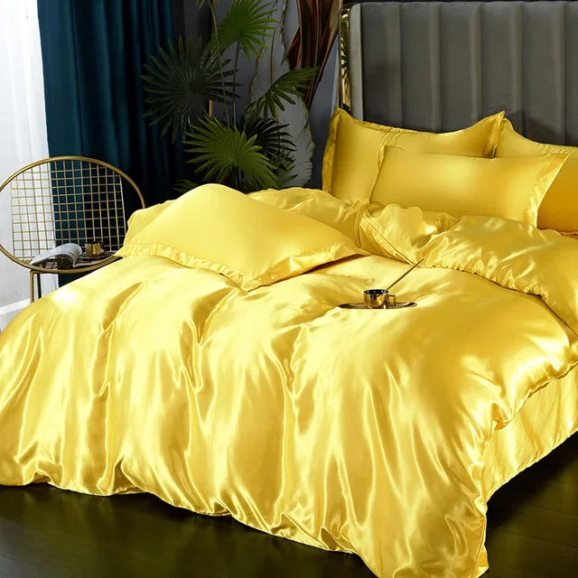 Luxe 4-Delige Zijde Satijnen Beddengoed Set – SilkLuxe