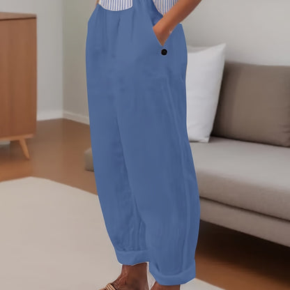 Relaxed fit damesbroek met hoge taille en omslagzoom – VARELIA TAILOR - Glamorix