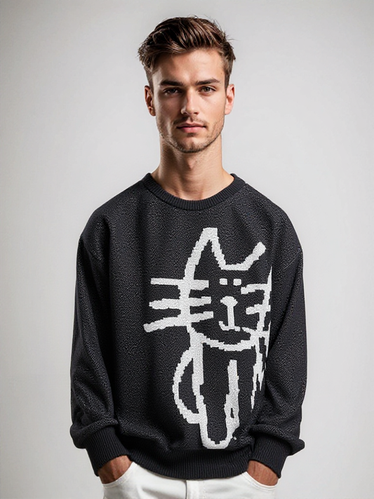 Montague | Grafische oversized gebreide trui - Glamorix