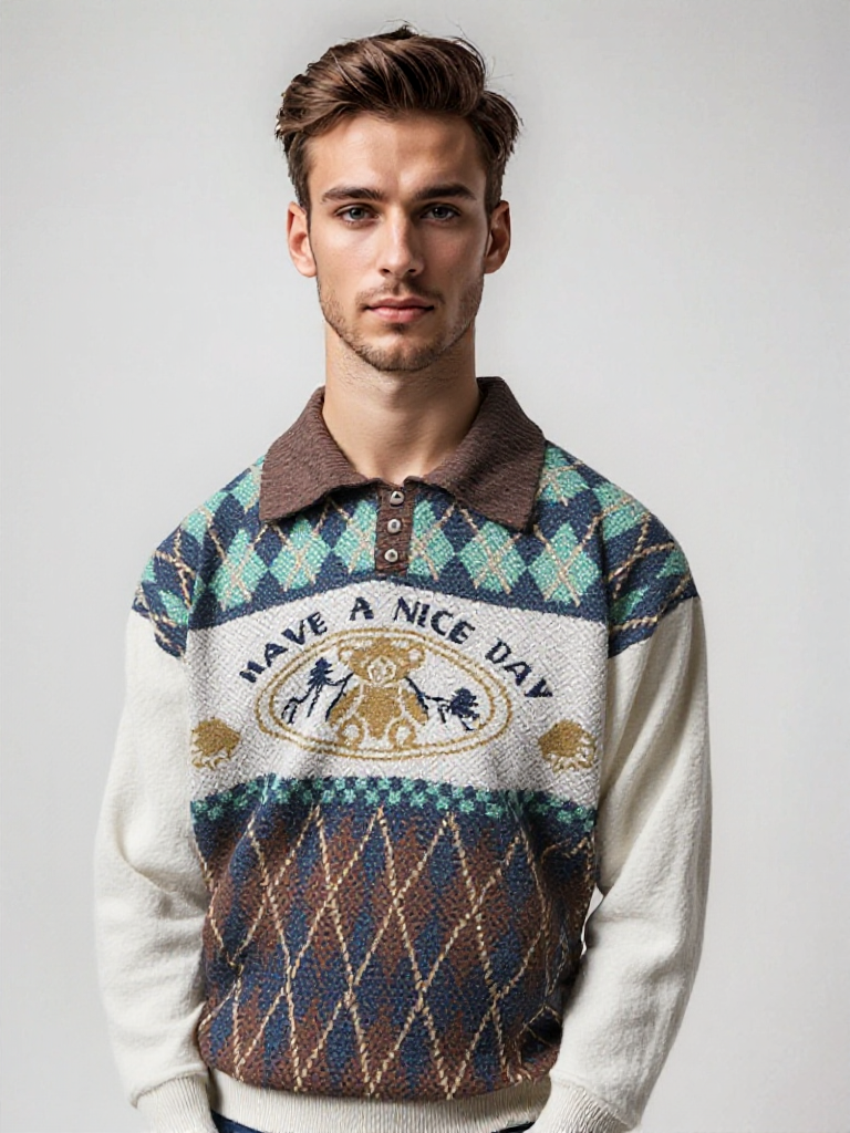 Victorien | Vintage gebreide trui met patroon - Glamorix