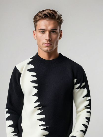 Gebreide Trui Met Abstract Patroon Voor Heren – ERICK - Glamorix
