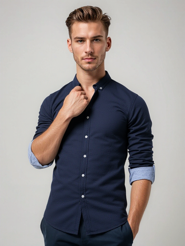 Quillon slim fit overhemd met knoopsluiting voor heren – ZE - Glamorix