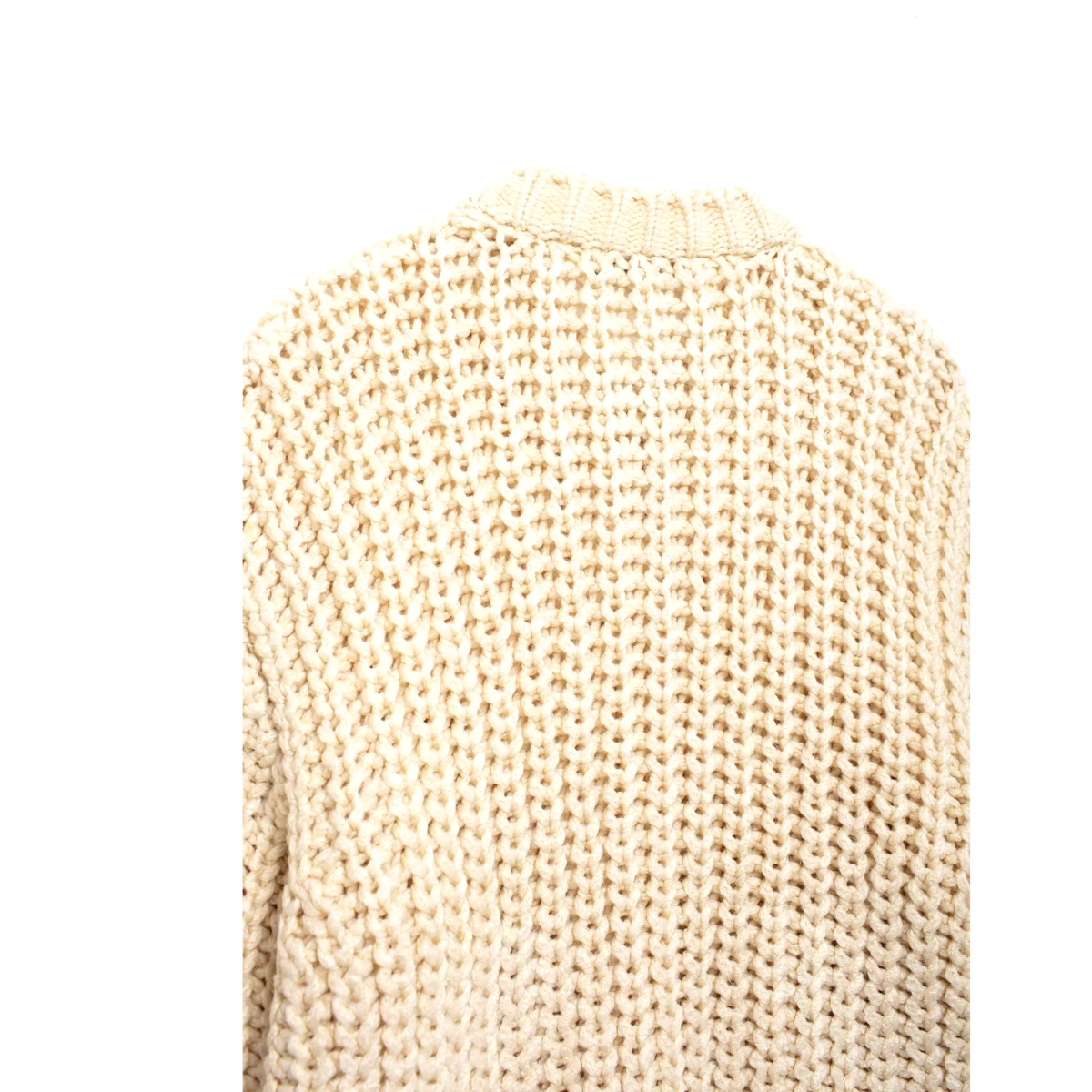 SOFIA - Beige gebreid vest met knopen en mandarin kraag