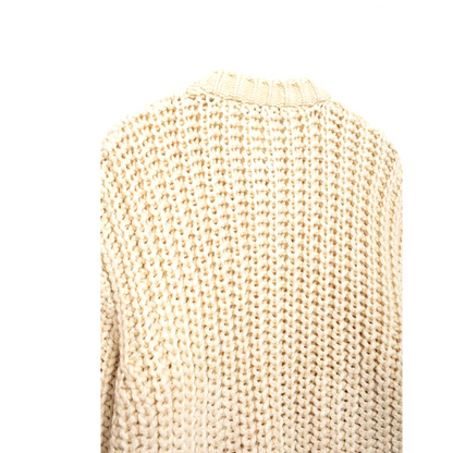 SOFIA - Beige gebreid vest met knopen en mandarin kraag