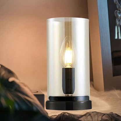 EVAGLOW - Zwarte industriële glazen tafellamp voor de woonkamer