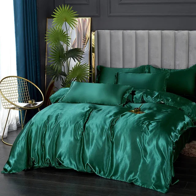 Luxe 4-Delige Zijde Satijnen Beddengoed Set – SilkLuxe