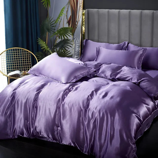 Luxe 4-Delige Zijde Satijnen Beddengoed Set – SilkLuxe