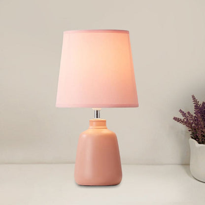 LISALUX - Nordic tafellamp met stoffen kap en keramische vaasvoet