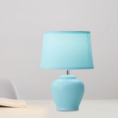 LISALUX - Nordic tafellamp met stoffen kap en keramische vaasvoet