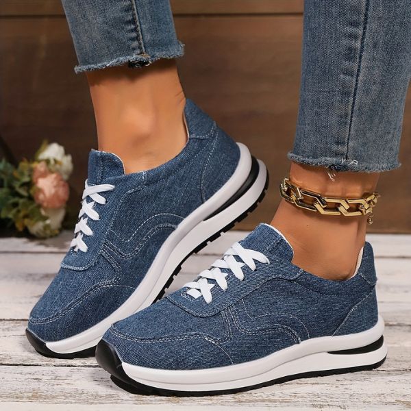 Stijlvolle denim-look dames sneakers met comfortzool – NIVA WALK - Glamorix