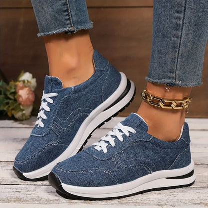 Stijlvolle denim-look dames sneakers met comfortzool – NIVA WALK - Glamorix