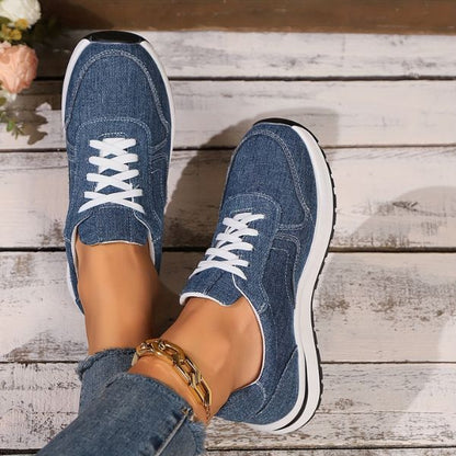 Stijlvolle denim-look dames sneakers met comfortzool – NIVA WALK - Glamorix