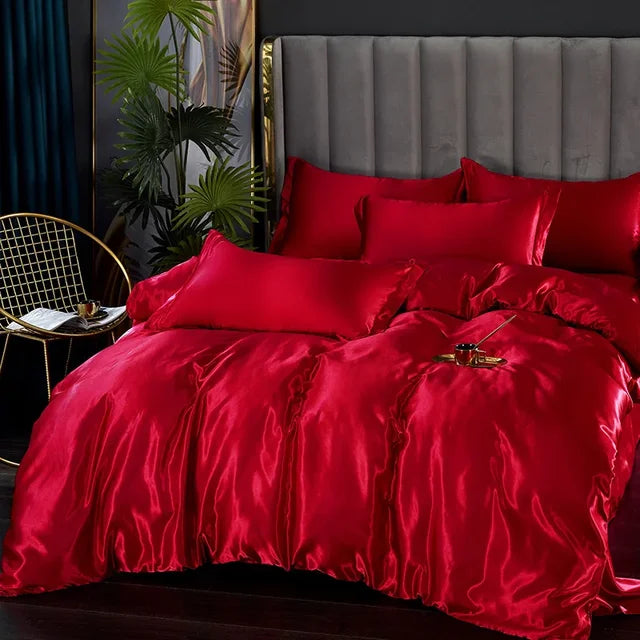 Luxe 4-Delige Zijde Satijnen Beddengoed Set – SilkLuxe