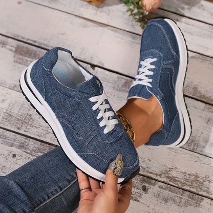 Stijlvolle denim-look dames sneakers met comfortzool – NIVA WALK - Glamorix