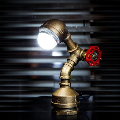 GLOWTECH - Steampunk messing robotlamp met draaihendel schakelaar
