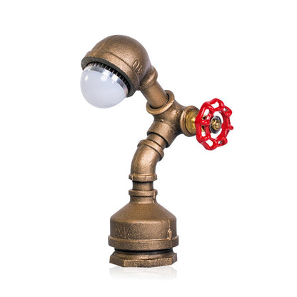 GLOWTECH - Steampunk messing robotlamp met draaihendel schakelaar