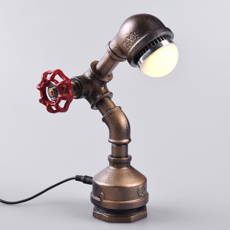 GLOWTECH - Steampunk messing robotlamp met draaihendel schakelaar