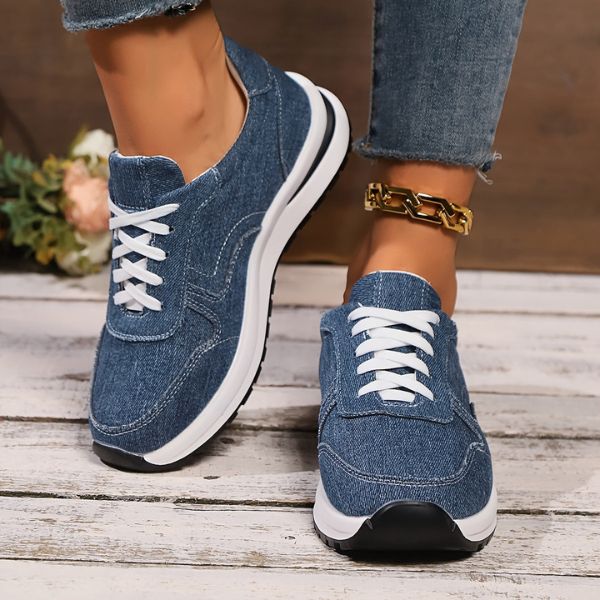 Stijlvolle denim-look dames sneakers met comfortzool – NIVA WALK - Glamorix