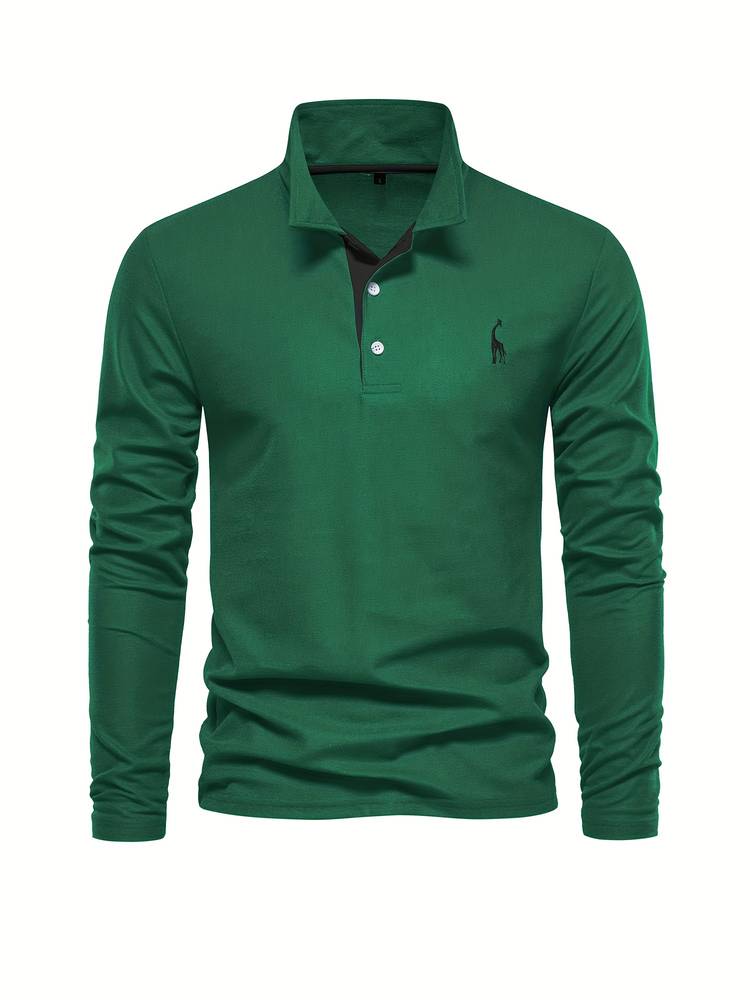 AXEL – Lange mouwen poloshirt met contrasterende afwerking voor een moderne en verfijnde look