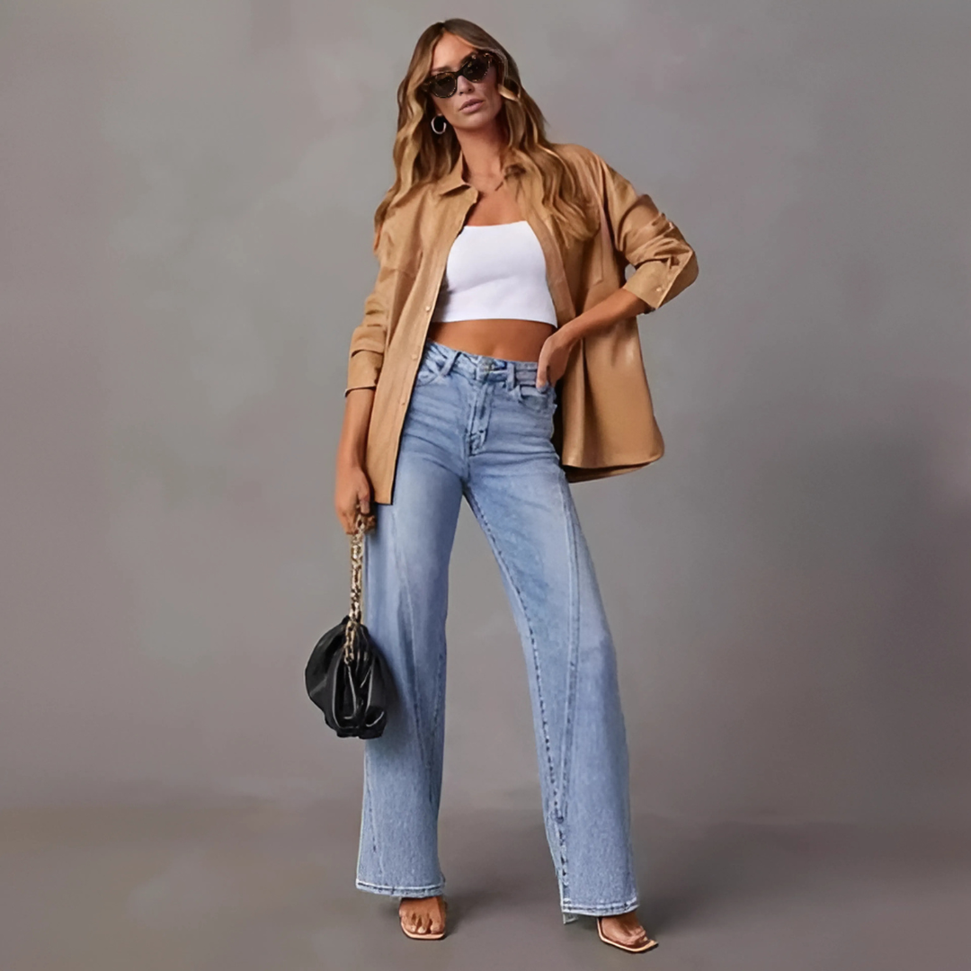 High waisted wide leg dames jeans met flatterende pasvorm – ARYA DENIM - Glamorix