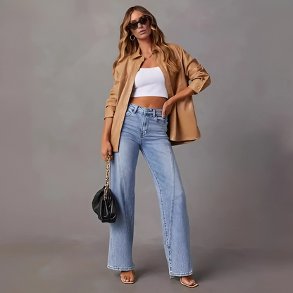 High waisted wide leg dames jeans met flatterende pasvorm – ARYA DENIM - Glamorix