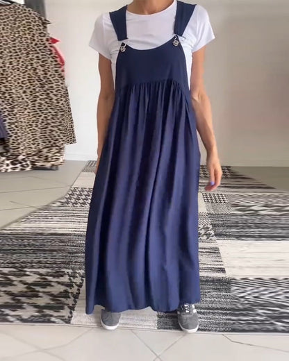 Zomerse Damesjurk met Brede Bandjes en Vloeiende Pasvorm – LUNA ELEGANTE - Glamorix