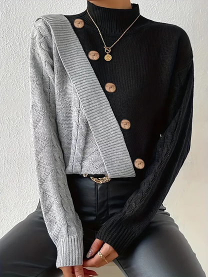 SNAPSTYLE - Stijlvolle Pullover met Kraag en Drukknopen