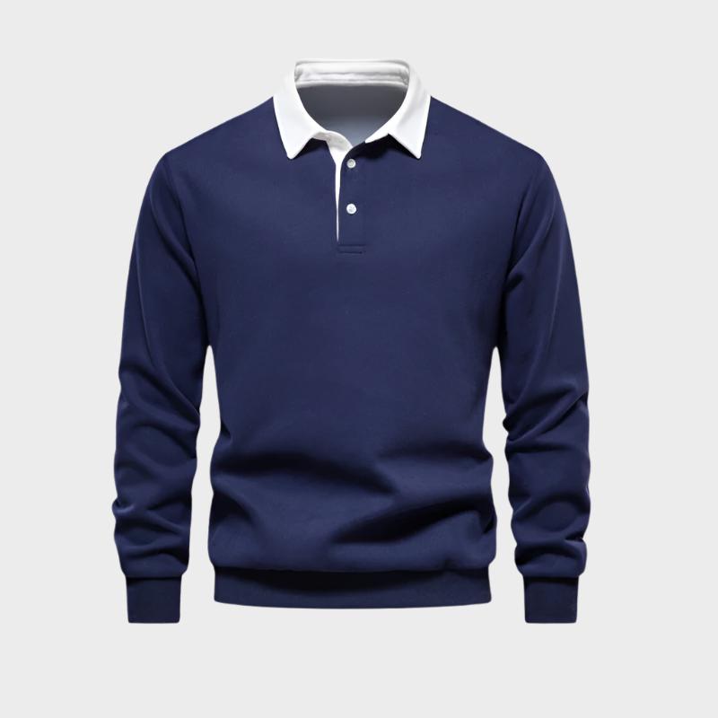 BRADEN – Poloshirt met lange mouwen en contrasterende kraag voor een klassieke en verfijnde look
