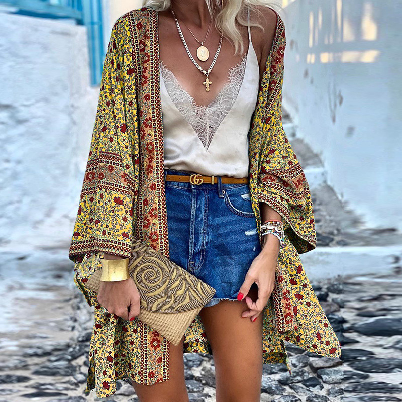 SERENA - Bohemian chic kimono met bloemenprint voor dames