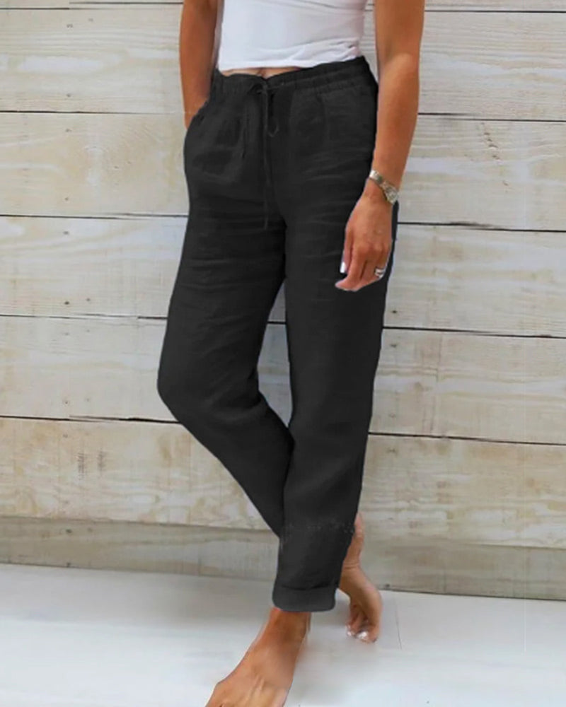 Luchtige zomerbroek met elastische tailleband – LINA