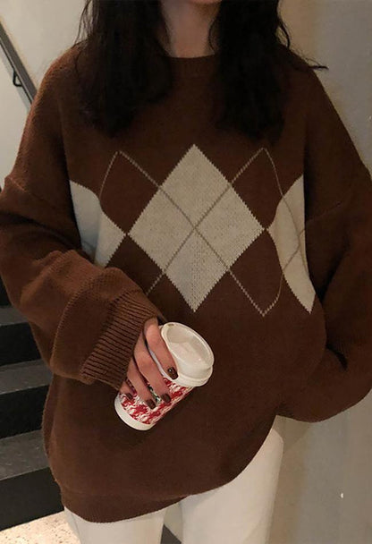 ARGYLE CHIC - Stijlvolle Pullover met Trendy Argyle Patroon