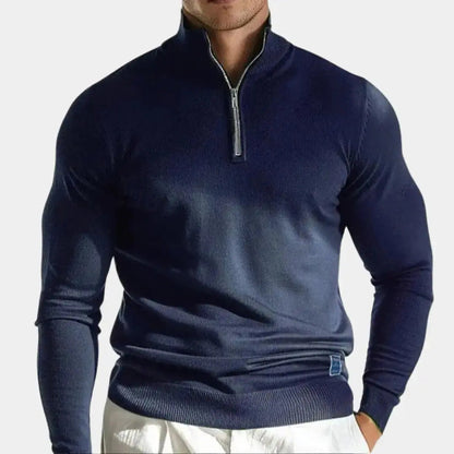 Slim fit heren trui met halve rits en moderne look – NORDIN - Glamorix