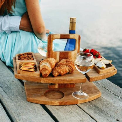 Opvouwbare picknicktafel met wijnglashouders en flesuitsparing – VINORA PICNICTABLE - Glamorix