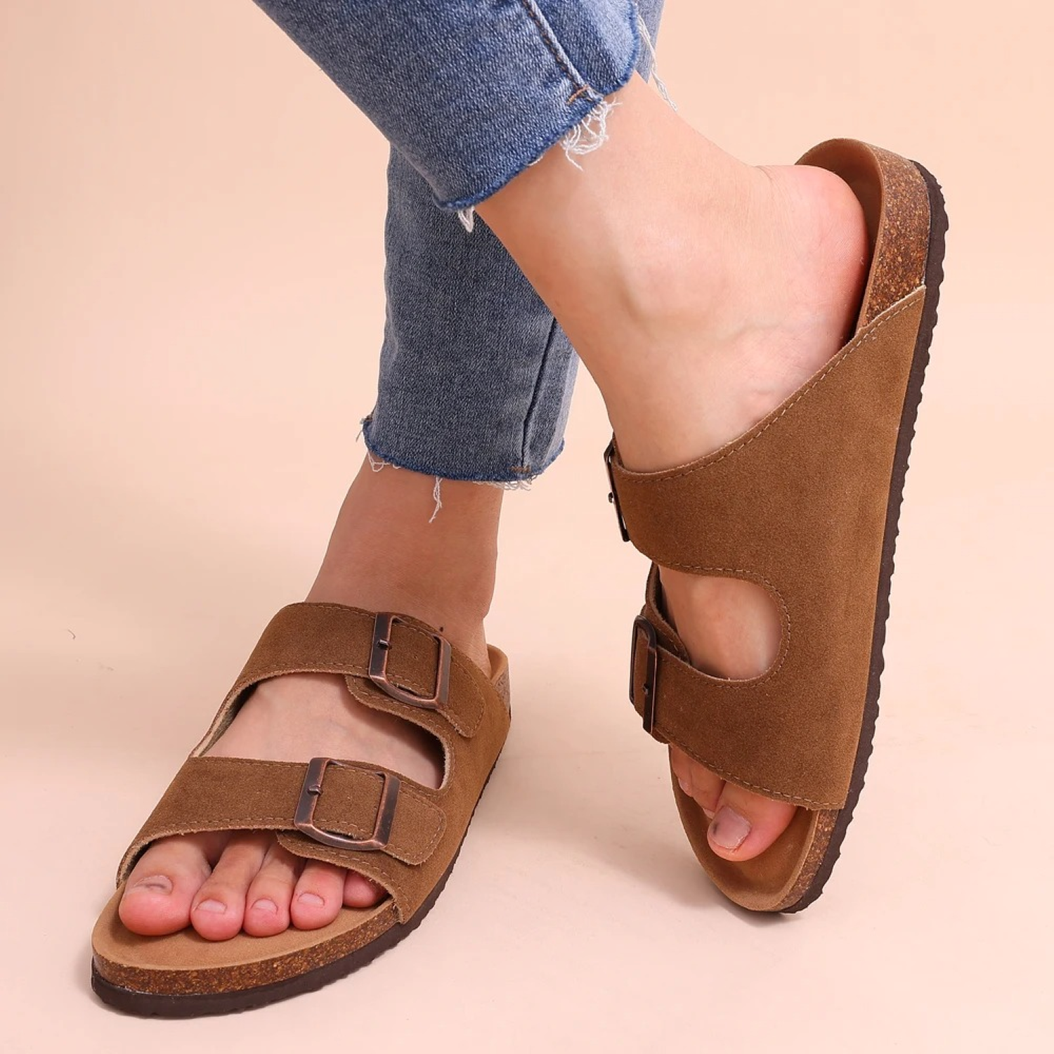 Luchtige dames sandalen met dubbele gesp en zachte zool – Solevia Breeze - Glamorix