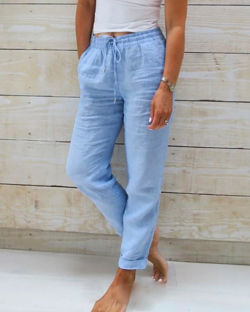 Luchtige zomerbroek met elastische tailleband – LINA