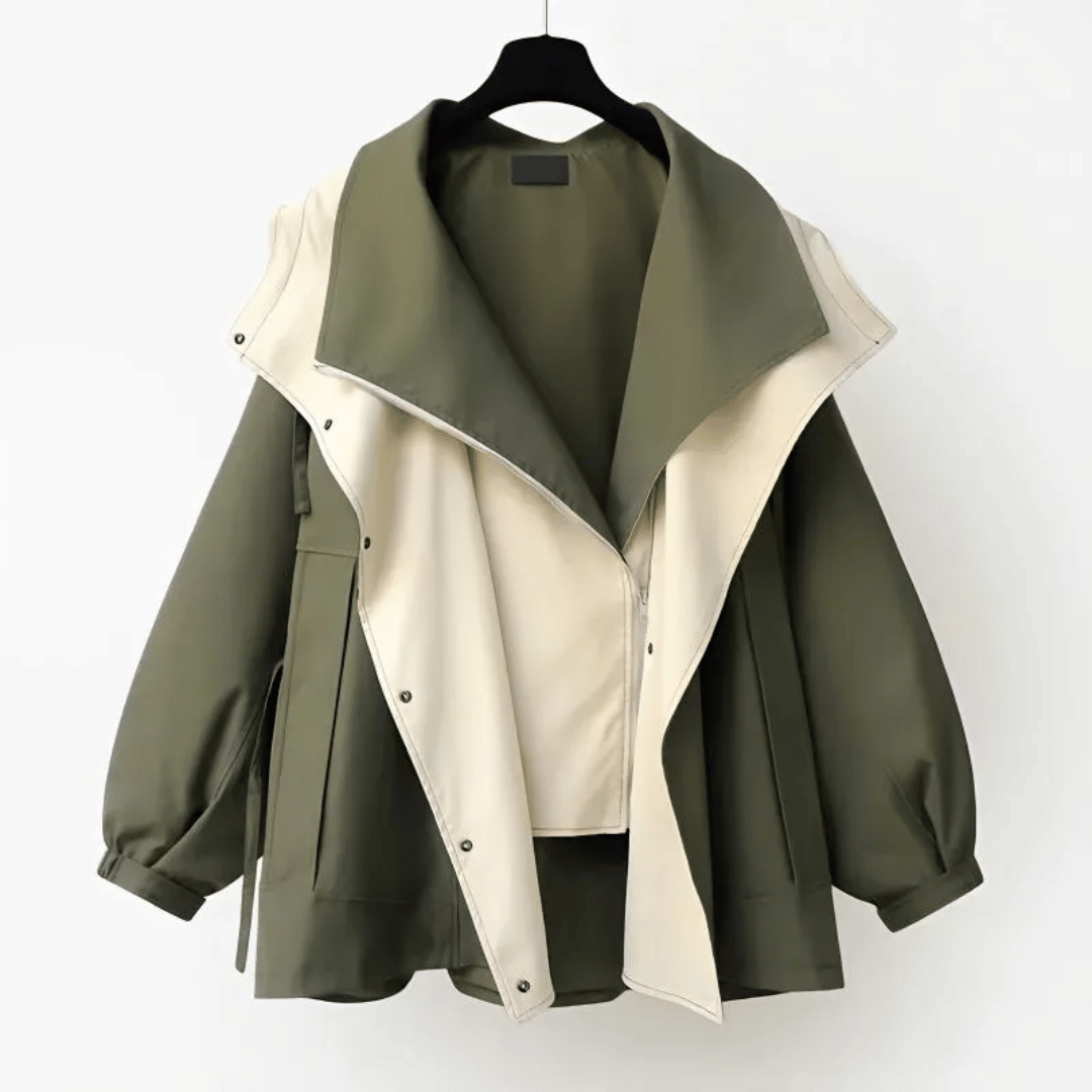 CLARA – Dames regenjas met hoge ritssluiting en minimalistisch design - Glamorix