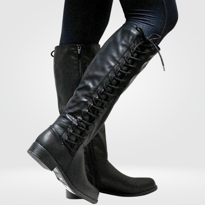 Comfortabele hoge laarzen die bij outfit passen en je benen accentueren met antislipzool en leer voor dames – LUXARA - Glamorix