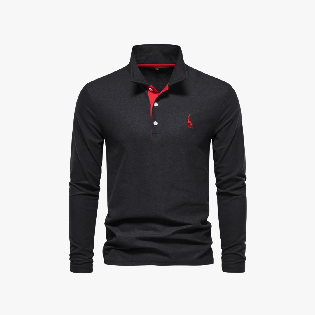 Slim fit herenpolo met lange mouwen en moderne look – RENVAR - Glamorix