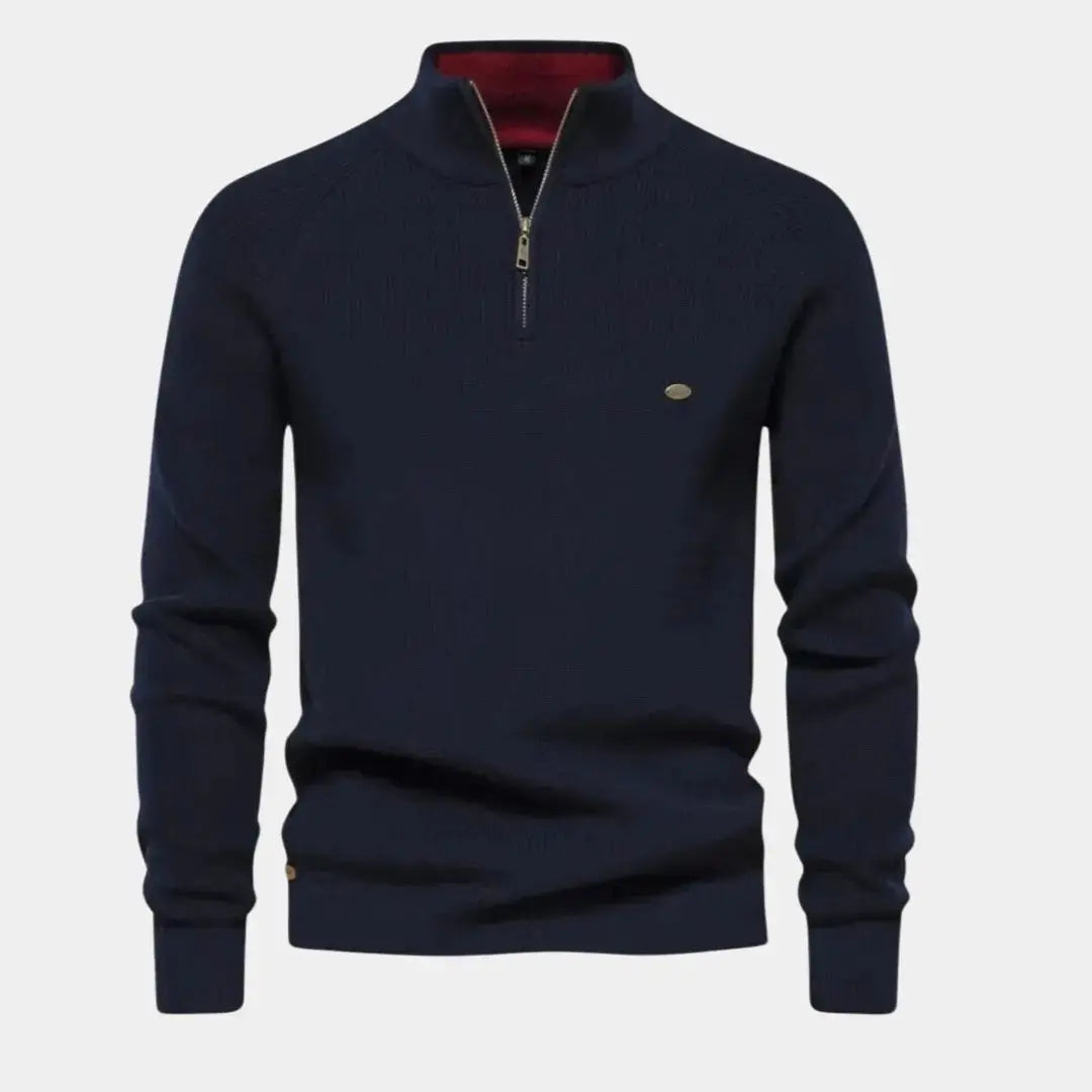 Herensweater met kwartrits en sportieve uitstraling – JORVAN - Glamorix