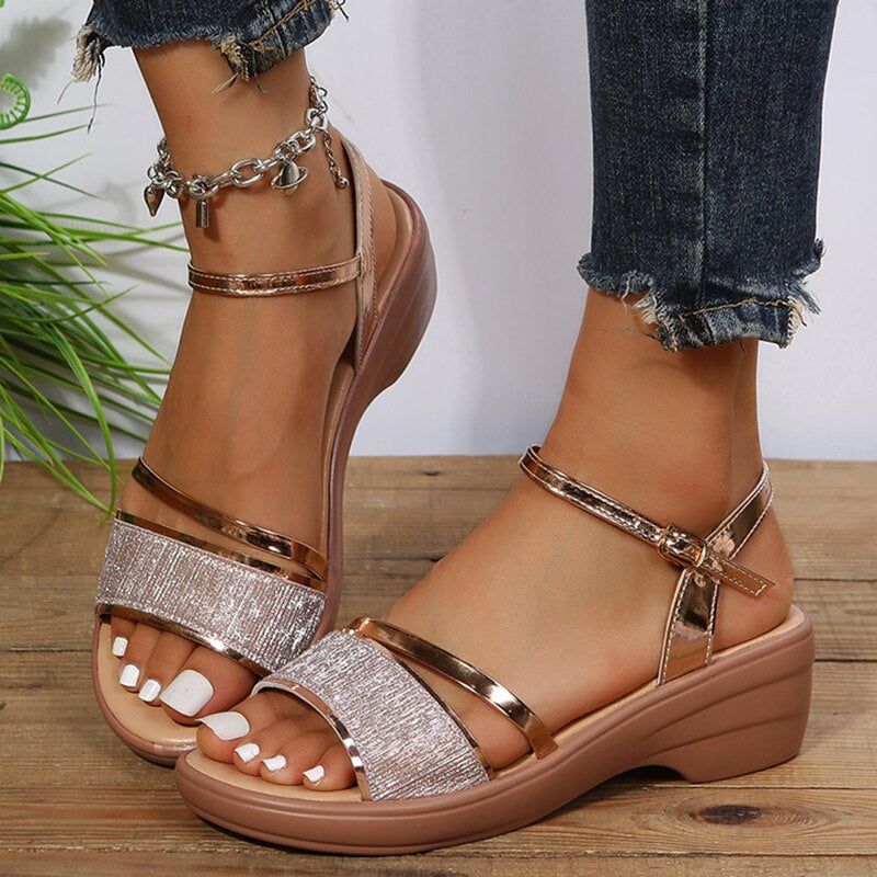 Orthopedische sandalen in Romeinse stijl met verstelbare bandjes – LÉVANA WALK - Glamorix