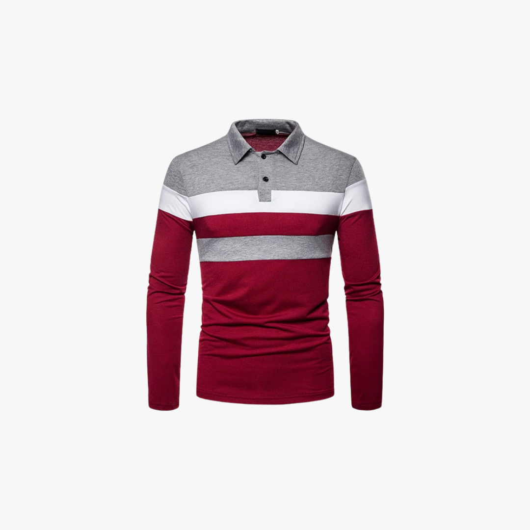 DAMIEN - Gestreept poloshirt met lange mouwen voor heren