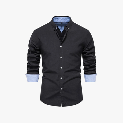 Quillon slim fit overhemd met knoopsluiting voor heren – ZE - Glamorix