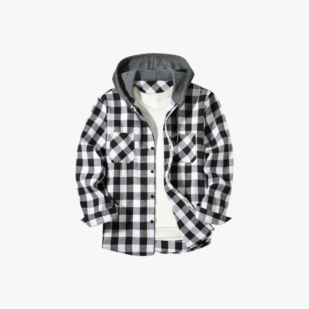 Geruite flanellen shirt met capuchon voor heren – QUINBY - Glamorix