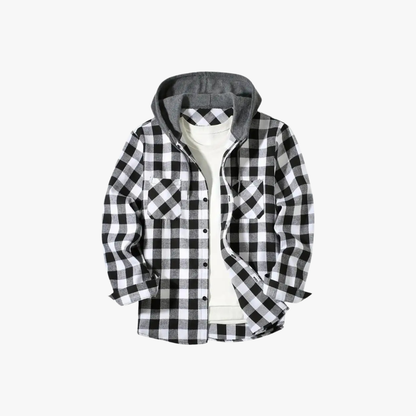 Geruite flanellen shirt met capuchon voor heren – QUINBY - Glamorix