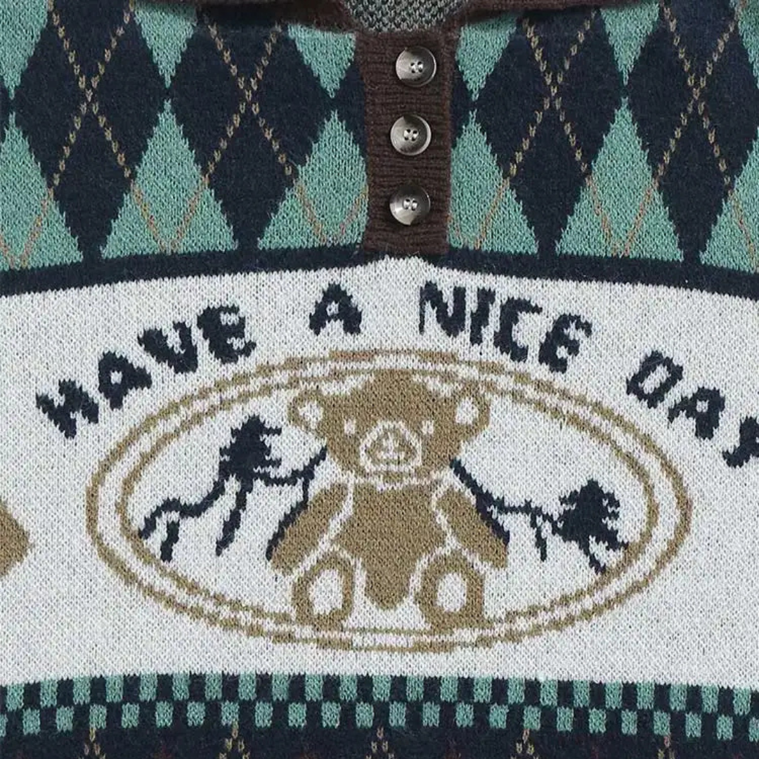 Victorien | Vintage gebreide trui met patroon - Glamorix