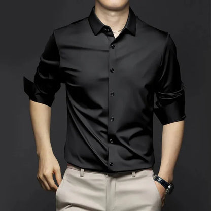 LUCAS - Slim fit herenoverhemd met opgerolde mouwen