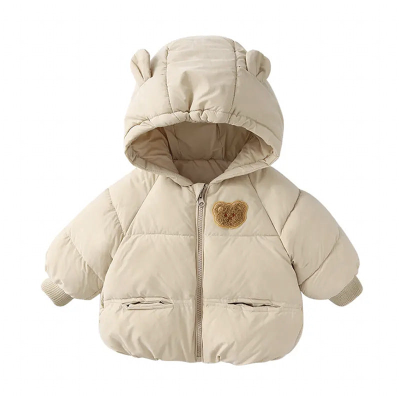 TEDDY - Peuter pufferjas met berenoren en capuchon