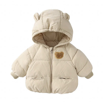 TEDDY - Peuter pufferjas met berenoren en capuchon